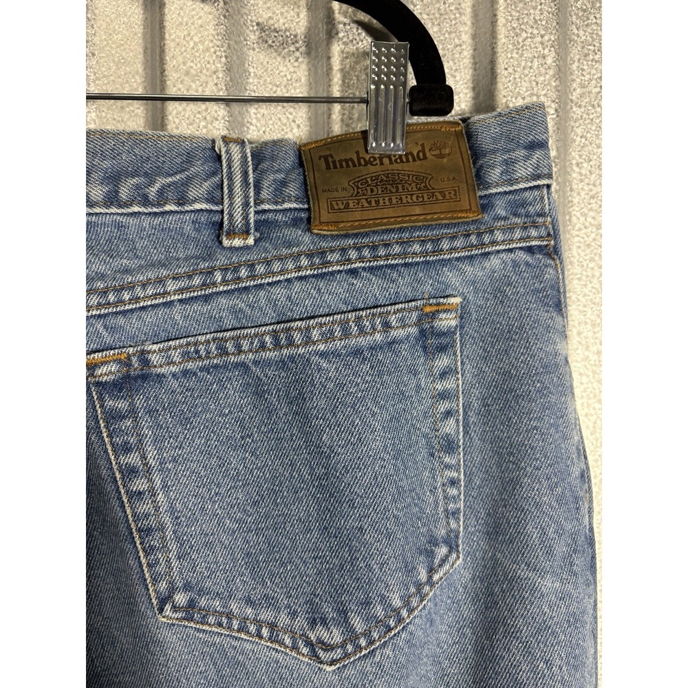 Vintage Timberland Weathergear Men's Jeans 40x28 Blue Light Wash 90s Straight - Picture 4 of 8